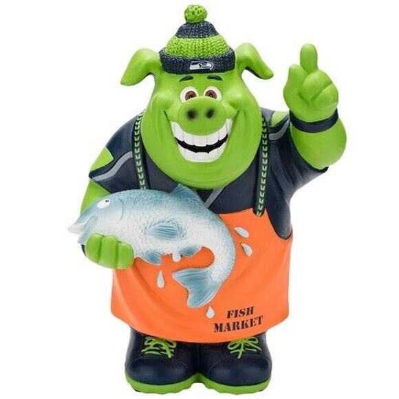 NFL Seattle Seahawks Caricature Piggy Bank Resin Team Logo New w Box Toy Coin - Picture 1 of 2